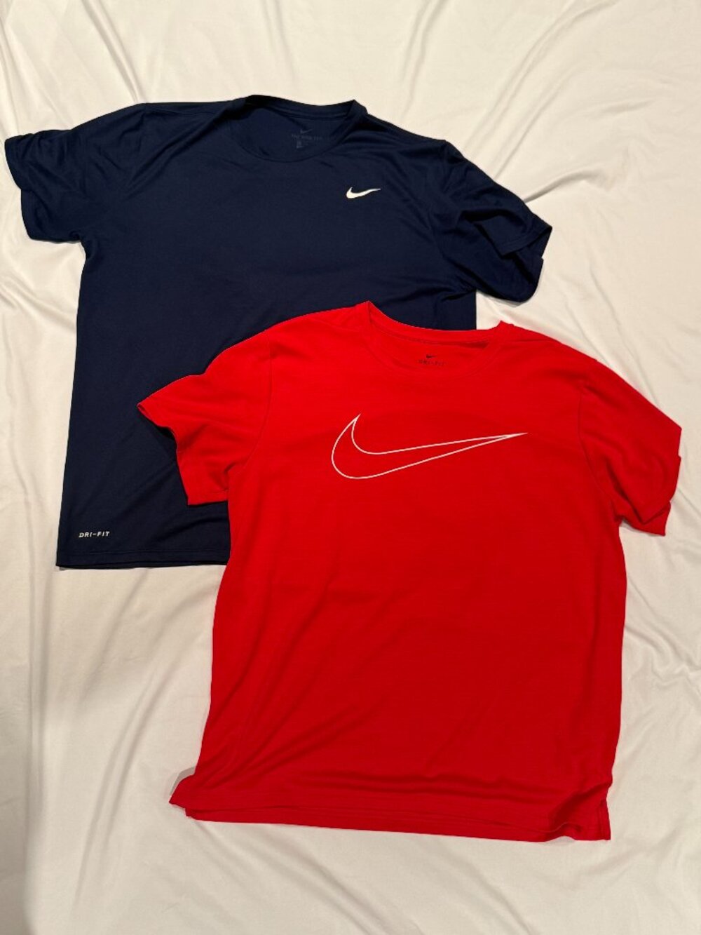 2 Nike Men’s Dri-FIT T-Shirts XL Red Navy Athletic Training Tees